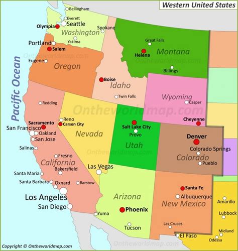 map  western united states ontheworldmapcom