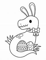 Easter Dinosaur Coloring Bunny Ears Wearing Pages Printable Size sketch template