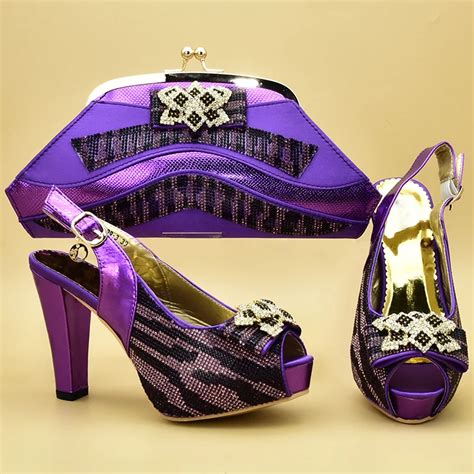 Latest Purple Shoes And Bag Sets For Women African Matching Shoes And