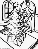 Christmas Coloring Tree Pages Scene Printable Stocking sketch template