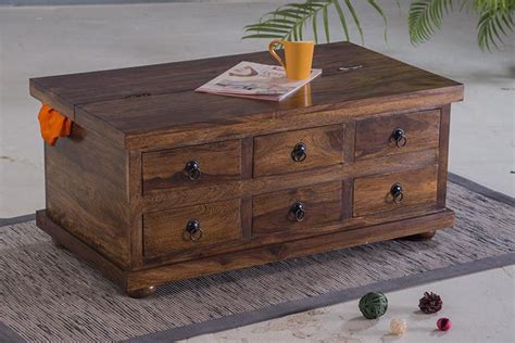 Buy Solid Wood Capital Box Coffee Table Online New Launches Coffee
