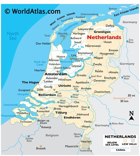 netherlands map geography of netherlands map of
