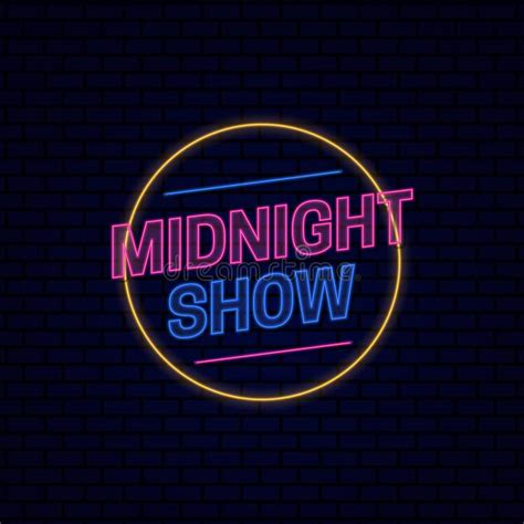 midnight show board sign logo badge retro glowing neon light effect  night entertainment