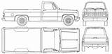 Chevrolet Blueprints 1985 Truck Pickup Chevy Templates Car Outlines sketch template