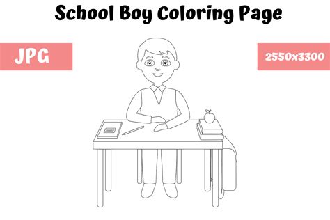 school boy desk coloring page  kids grafico por mybeautifulfiles