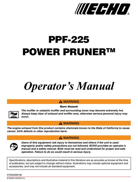 echo power pruner ppf  operators manual   manualslib
