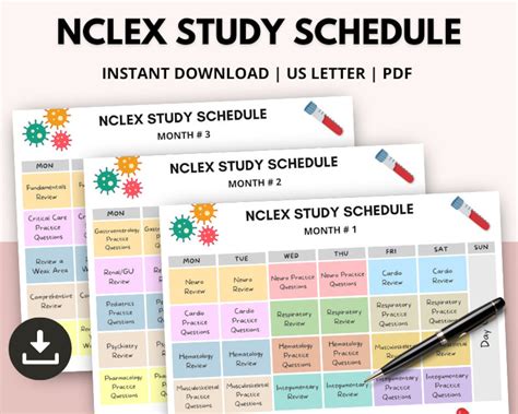 nclex study schedule nclex rn study plan nclex study guide etsy