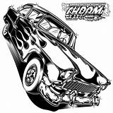 Car Rod Hot Drawing Chevy Rat Fink Coloring Truck Tattoo Pages Drawings Flammen Pencil Illustration Cars Cool Chrom Rods Trucks sketch template