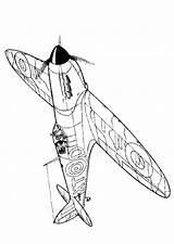 Coloring Pages Ww2 Airplane Wwii War Kids Planes Spitfire Aircraft Drawing Plane Fun Hurricane Aircrafts Adults 1940 Outline Printable Tank sketch template