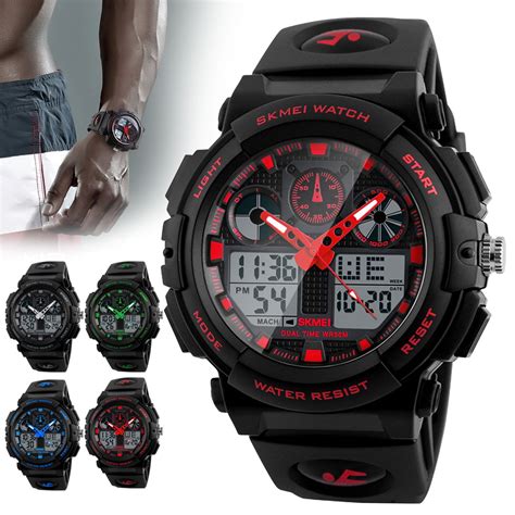 mens digital sports  large face waterproof wrist watches  men