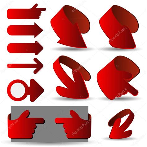Clipart Clip Art Cut Set Of Red 3d Paper Cut Vector Arrow