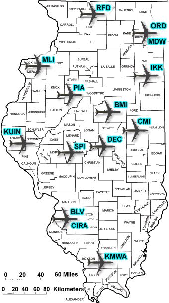 illinois airports  major usa airlines