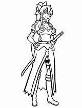 Sword Coloring Leafa Pages Anime Printable Draw Step Sketchok sketch template