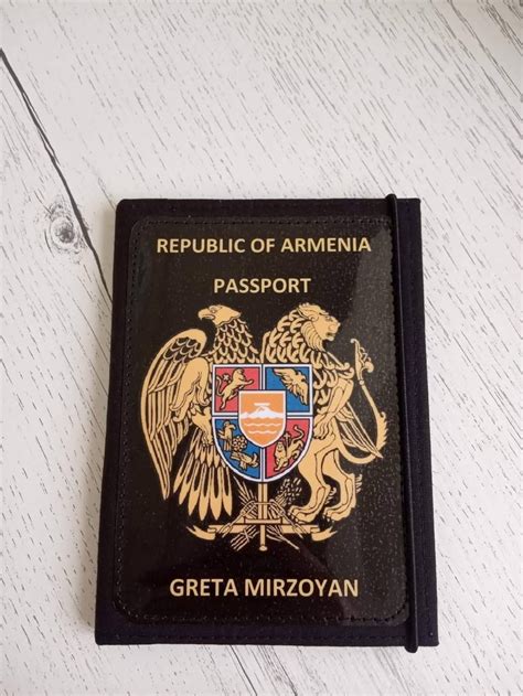 personalized armenian passport cover  coat  arms etsy