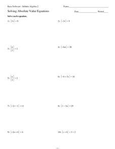 solving absolute  equations worksheet   grade lesson planet