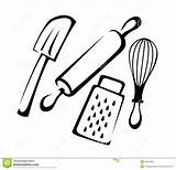 Baking Utensils Kitchen Clipart Drawing Cartoon Tools Line Illustration Utensil Vector Cooking Clip Stock Scraper Set Chef Spatula Pastry Illustrations sketch template