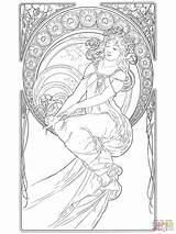 Mucha Coloring Pages Alphonse Printable Nouveau Da Adult Painting Disegni Deco Book Line Colorare Rembrandt Colouring Di Drawing Disegno Per sketch template