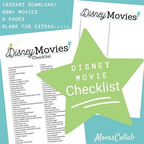 disney  checklist  page  printable fairies etsy disney movies list disney