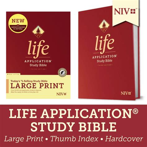niv life application study bible  edition large print red