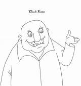Addams Family Pages Uncle Fester Coloring Character Halloween Template Kids Morticia sketch template