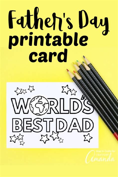 fathers day printable card  pencils