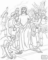 Jesus Coloring Station Crucis Clothes Taken Away Pages Tenth Via Da Colorare Disegni Printable Supercoloring Kids Su Gesù Cross Crucifixion sketch template
