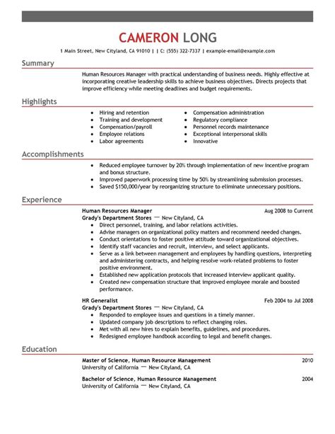 human resources manager resume examples human resources resume