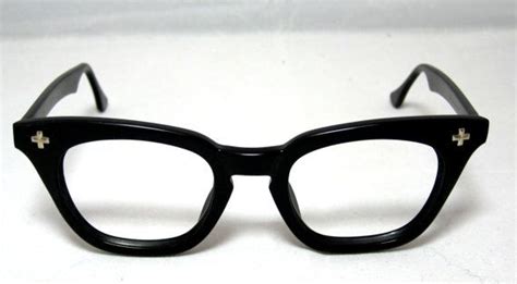 vintage eyeglasses mens black horn rim safety frames