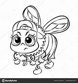 Coloring Bee Vector Angry Stock Illustration Depositphotos sketch template