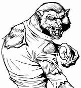 Loup Werewolf Garou Personnages Hideous Monstres Coloringsun sketch template