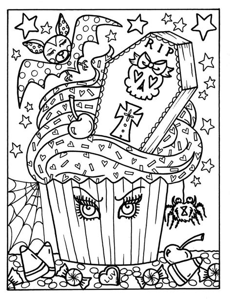 halloween cupcakes part  printables adult coloring fun  etsy