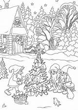 Coloring Christmas Pages Gnome Gnomes Tree Decorating Printable Color Snowman Online Search Dwarfs Wonder Elves sketch template