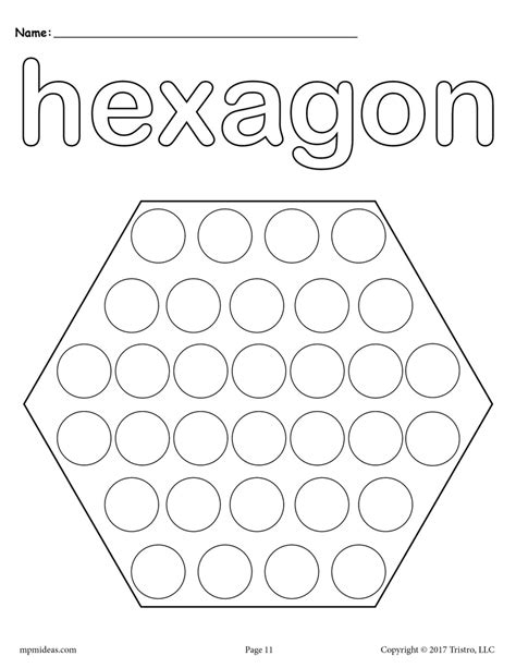 hexagon   dot printable hexagon coloring page supplyme