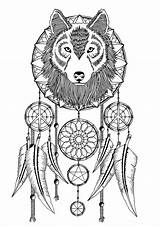 Wolf Acchiappasogni Mandala Dreamcatcher Catchers Wolves Disegno Howling Indianer Malvorlagen Ribs Sonhos Apanhador Orso Colorare sketch template