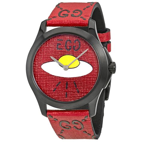 gucci ghost  timeless red  ufo motif dial mens rubber  ya  timeless gucci