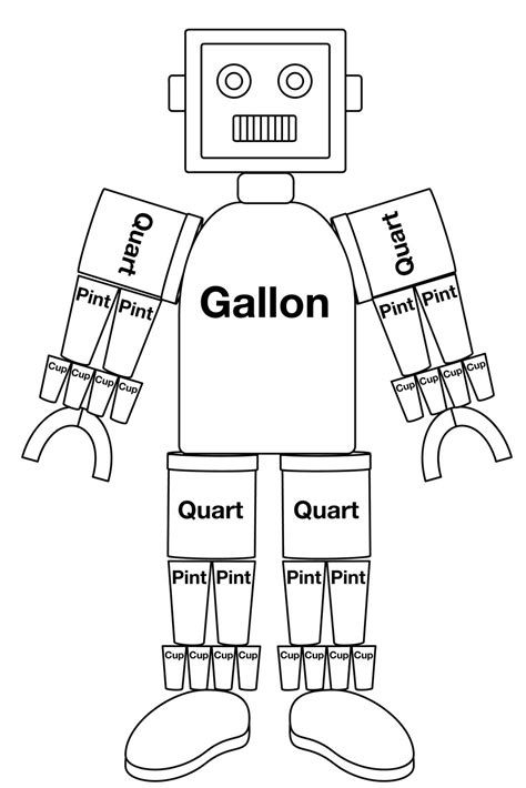 images  robot measuring worksheet gallon man template