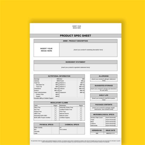 ensure  products data quality   specification sheet
