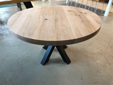 massief eiken ronde tafels oak steel