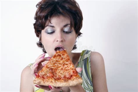 Sweet Girl Eating Pizza Slice Picture Image 6219086
