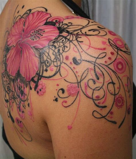 pink lily flower tattoo on right back shoulder tattoosonback lily