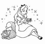 Coloring Pages Alice Wonderland Tea Cat Disney Cartoon Gothic Template Drawings Sheets Characters Cheshire Templates sketch template
