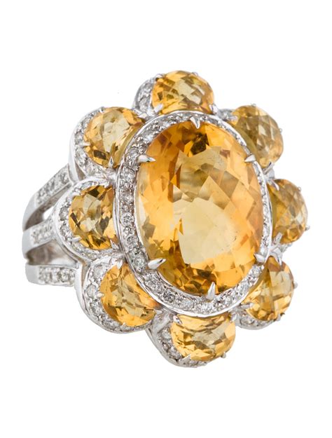 citrine diamond flower ring jewelry fjr  realreal