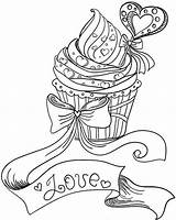 Coloring Valentines Adults Pages Cupcake Para Colorear Hearts Adult Valentine Cupcakes Dibujos Colouring Sheets Printable Coloriage Imprimir Drawing Color Food sketch template