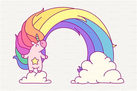 vector cute rainbow unicorn graphic patterns creative market