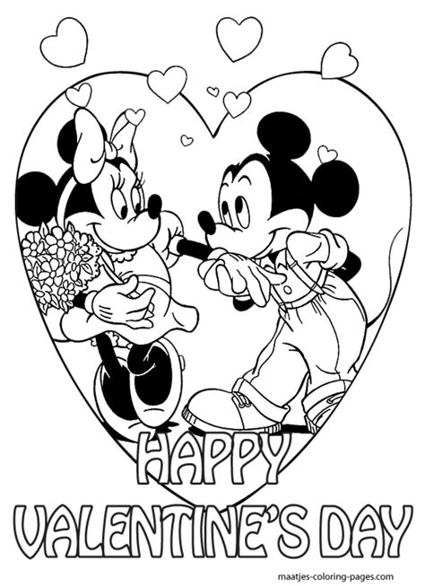 mickey  minnie valentines day coloring pages