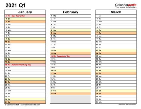quarterly calendar template  quarterly calendar  holidays