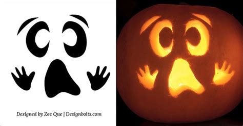 ghost pumpkin stencil carving ideas