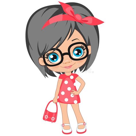 Portrait Of A Cute Girl In Glasses Stock Vector Illustration Of Face