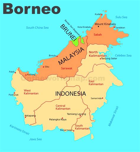 administrative divisions map  borneo