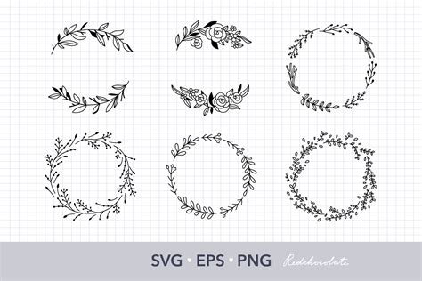 floral wreath clipart set graphic  redchocolate creative fabrica